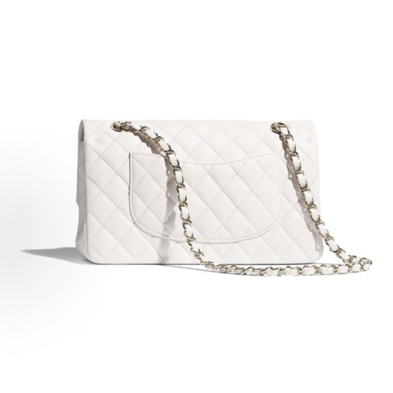 CHANEL Classic Flap CF 21S chain bag, crossbody bag, white